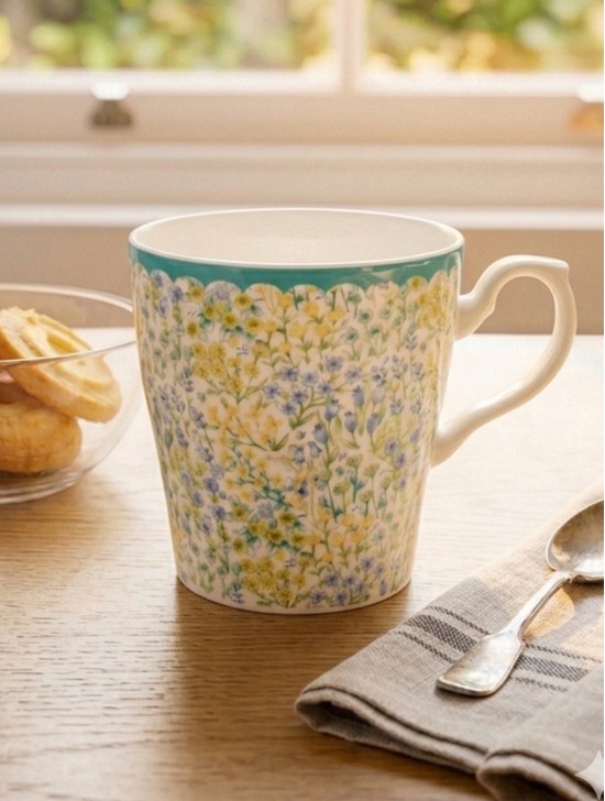 Porcelain Blue Flowers Mug With Gift Box